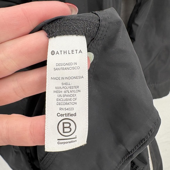 Athleta Endless Rain Jacket Womens Small Black Hooded Long Windbreaker Full Zip - Picture 5 of 15